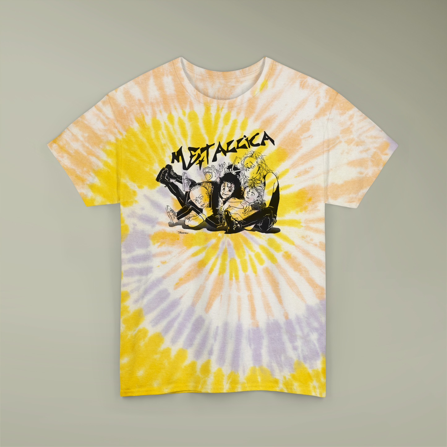 Retro anime Metallica tie-dye t-shirt